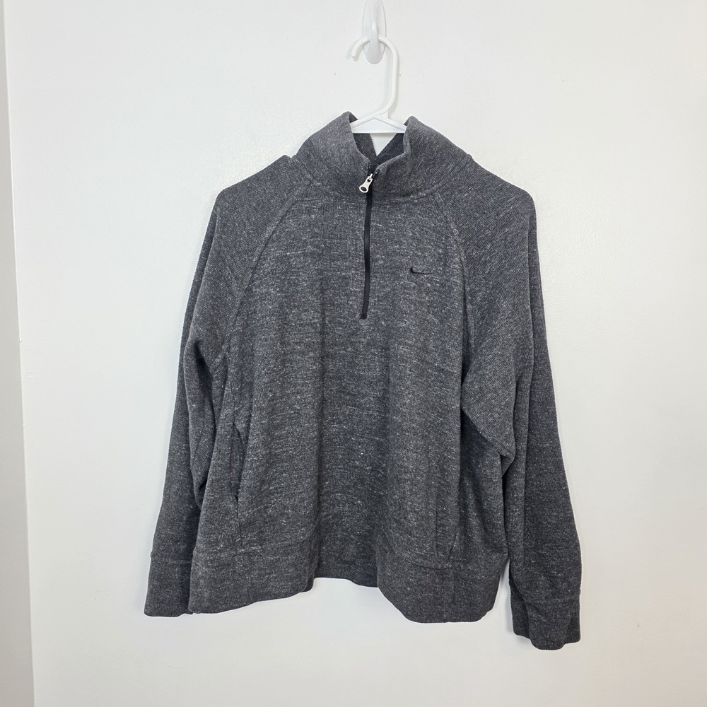 Nike Gray Funnel Neck 1/4 Zip Athleisure Lounge Oversized Pullover Size Large - Picture 2 of 10